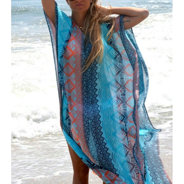 Diseñador Caftans para mujeres en seda de viscosa para crucero, salón o  piscina partido bikini traje de baño cubrir playa kaftan vestido