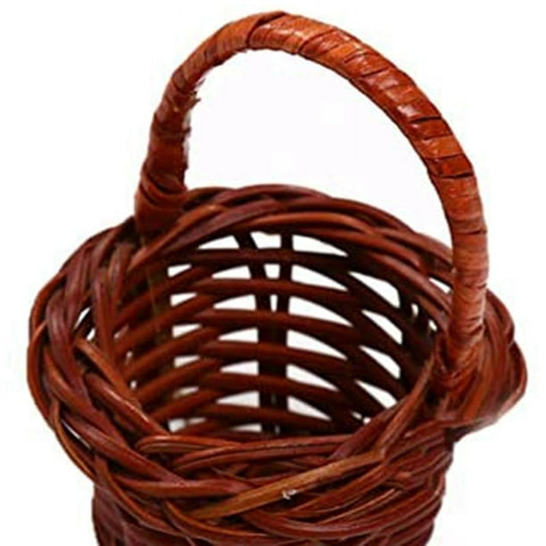 4 mini cestas tejidas con asas, cesta de flores en miniatura, cesta de  mimbre pequeña para el hogar, oficina, boda, fiesta, manualidades