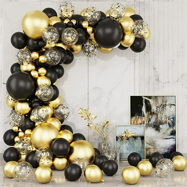 Globos mezclados dorados y negros de 25 piezas, decoraciones para