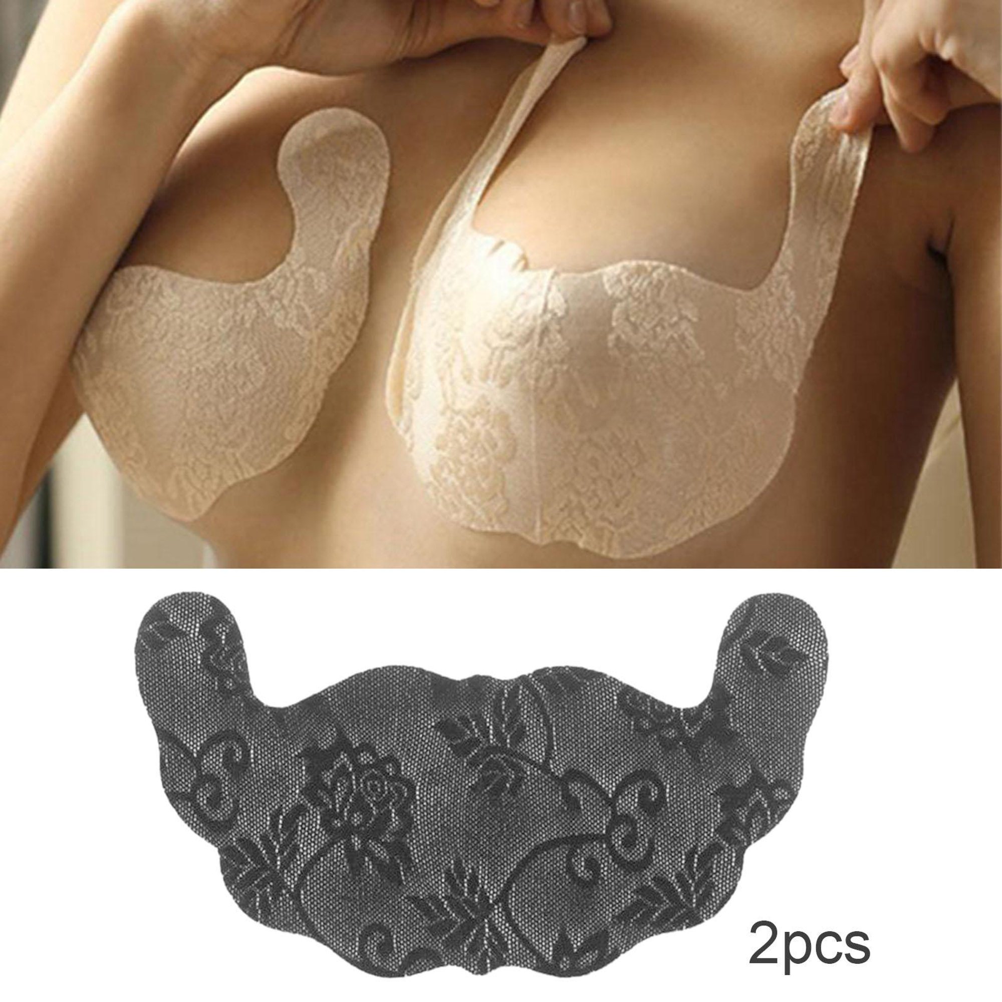 2 pares de sujetador adhesivo sin tirantes, sujetador invisible de silicona  para vestido sin espalda con fundas para pezones