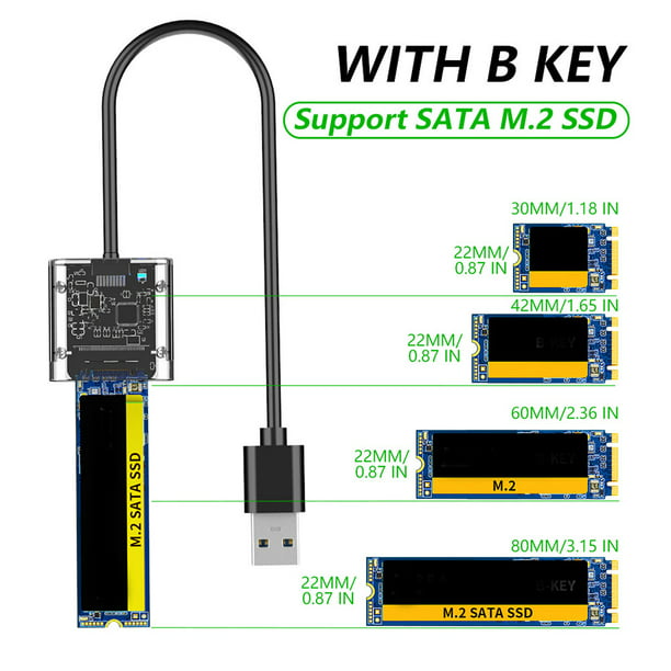 Funda de SSD M2, carcasa NVME, adaptador de SSD M.2 a USB 3,1 Con