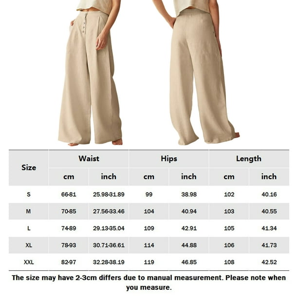 Pantalones Anchos Pantalones de pierna ancha para mujer Pantalones casuales  de cintura alta de algod Cgtredaw para Mujer Caqui T M