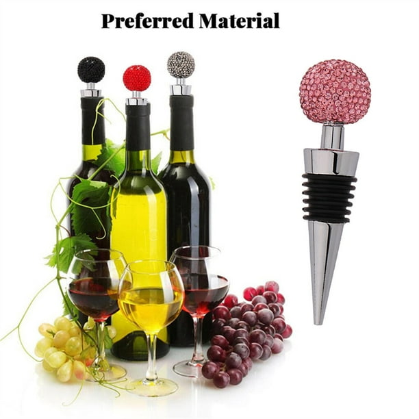 Tapones de vino para botellas de vino – 4 corchos de vino al vacío para  botellas de vino y 1 sellador de vino de goma para botellas de vino