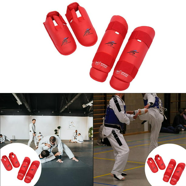 Espinilleras Taekwondo Boxeo Entrenamiento Espinilleras Protección Pierna  Rojo L Adulto Sharpla Espinilleras MMA