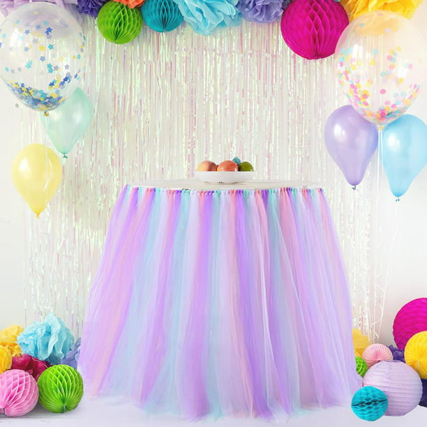  Decoración de cumpleaños para fiesta infantil, mantel de alta  calidad, con cita de feliz cumpleaños color arcoíris sobre fondo azul,  funda de mesa decorativa de tela decorativa para uso en interiores