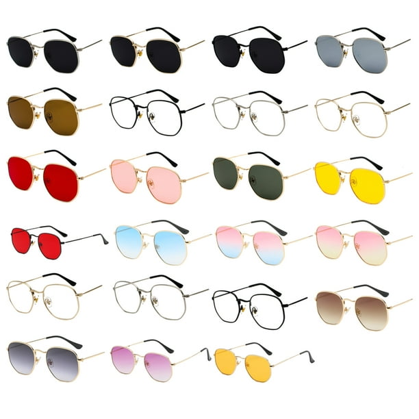 Guardurnaity Gafas de sol hexagonales para hombre y mujer, lentes  polarizadas de moda, montura ligera, protección para PC, color dorado,  degradado
