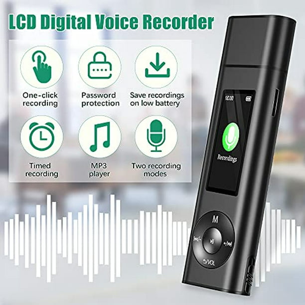 Grabadora de voz digital, grabadora activada por voz con reproducción,  pequeñas grabadoras de voz para conferencias, reuniones, entrevistas, mini