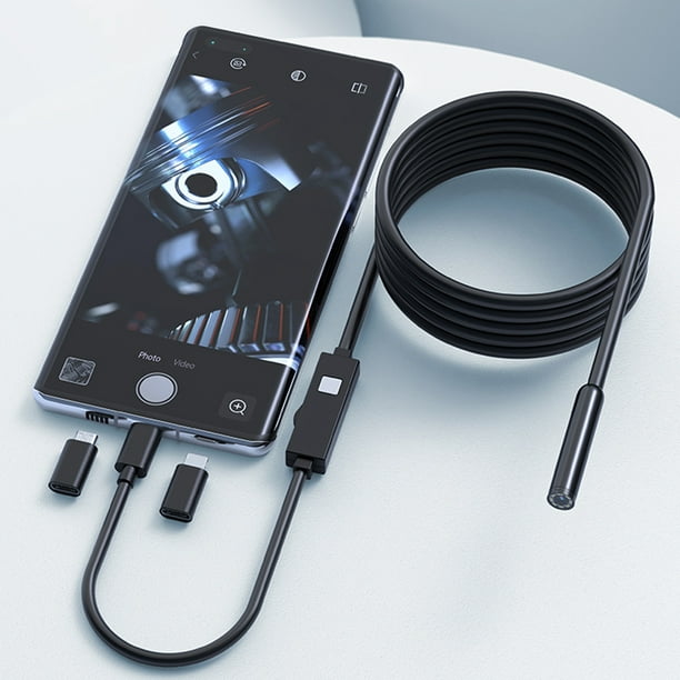 Cámara endoscópica tipo C endoscopio con tubería HD de 8mm resistente al  agua para teléfono IOS y Android Hugtrwg