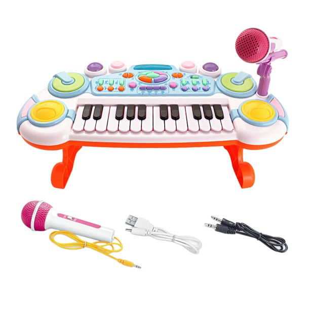  Love & Mini - Piano/teclado de juguete para niños de 3 a 5 años  como regalo de cumpleaños, con 24 teclas, color rosa; instrumento musical  de juguete con micrófono : Juguetes y Juegos