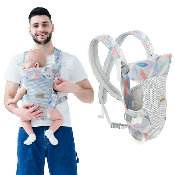 Portabebés para recién nacidos a niños pequeños, transpirable y manos  libres, transportadores ajustables (gris claro)