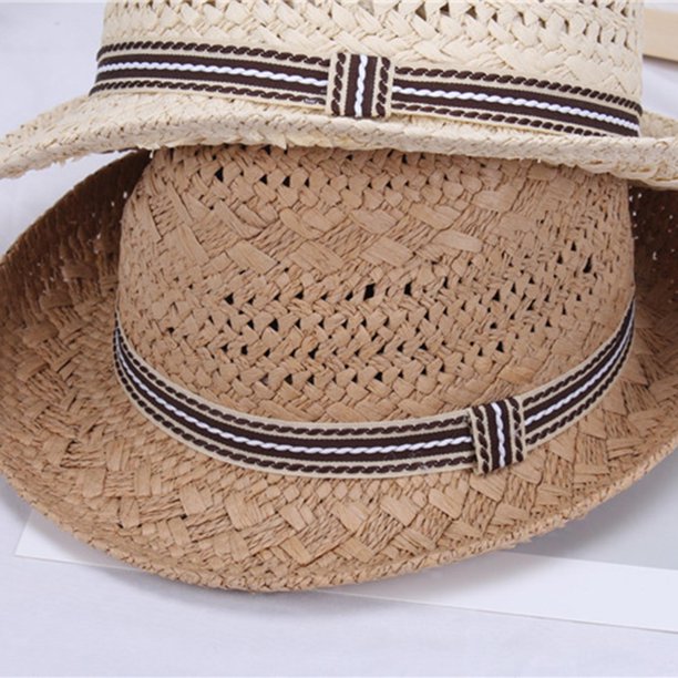 Sombrero para de Ala Panamá Sombrero para Mujeres Niñas Playa Visera para  Protección Sombrero Fedora de Paja para , m Yinane Sombrero de paja para el  sol
