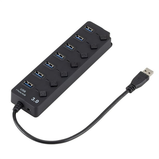 Hub USB alimentado, concentrador USB 3.0 de 8 puertos con lectores de  tarjetas SD/TF, Hub de puerto USB 3.0 con interruptores individuales de