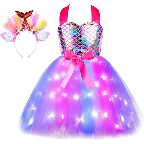 Vestido De Disfraz De Sirena Para Niñas, Vestido De Tutú De Sirena Con  Diadema Para Regalos De Cumpleaños, Fiesta, Halloween