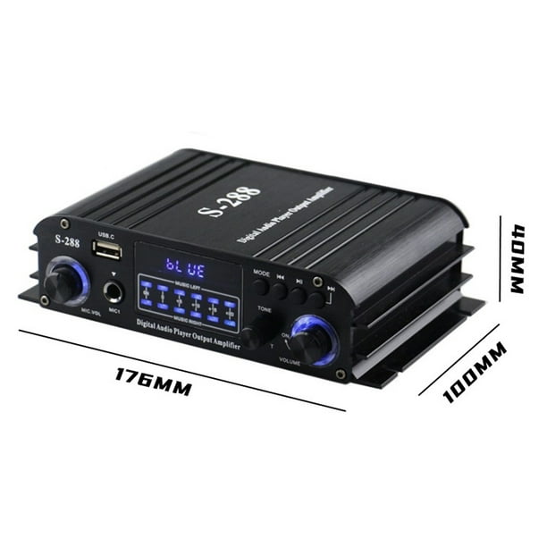 S-288 Mini amplificador de potencia de audio Amplificador BT5.0 digital de  4.1 canales 50W MABOTO Amplificador de poder