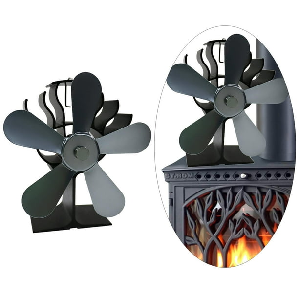 Ventilador de estufa de 5 hojas con energía térmica para leña
