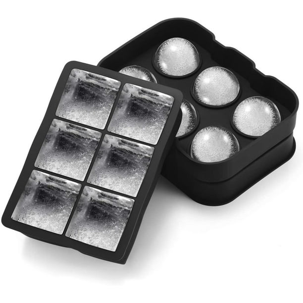2. Moldes para cubitos de hielo, cubiteras de bolas de silicona con tapa y  moldes para cubitos de hielo cuadrados grandes, reutilizables Vhermosa  MZQ-0596
