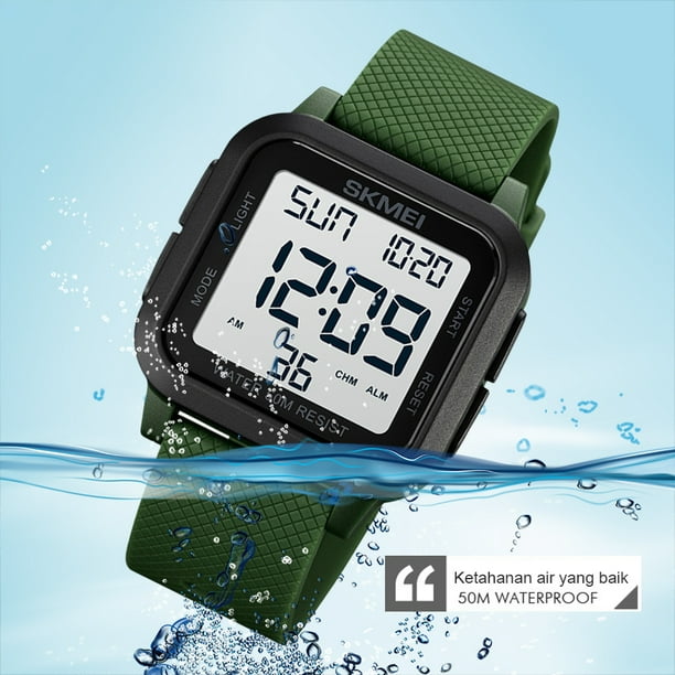 Reloj deportivo militar, a prueba de agua, con luz LED en la pantalla,  alarma, cronómetro, resistente al agua hasta 50 m de profundidad, para  hombre.