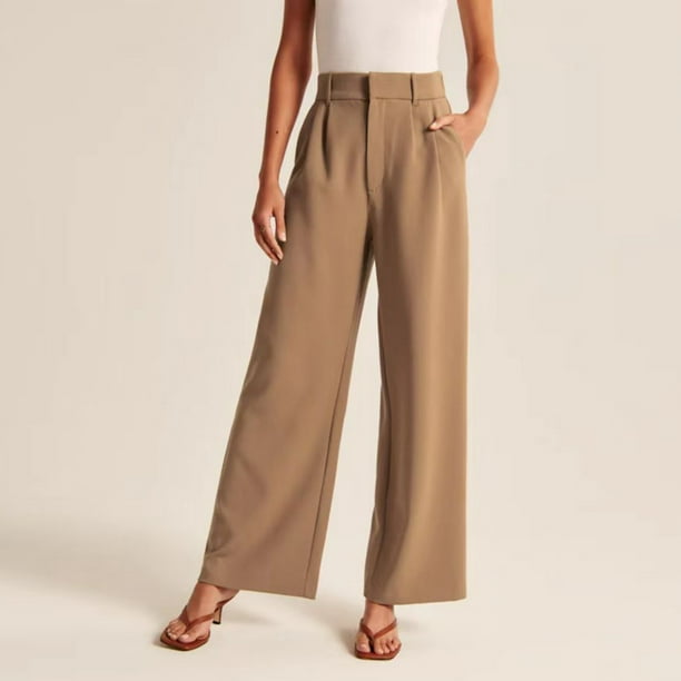 Pantalones Pantalones elegantes para mujer Pantalones casuales de verano  Bolsillos Traje de trabajo de oficina (Caqui M) Ygjytge Caqui T M para Mujer