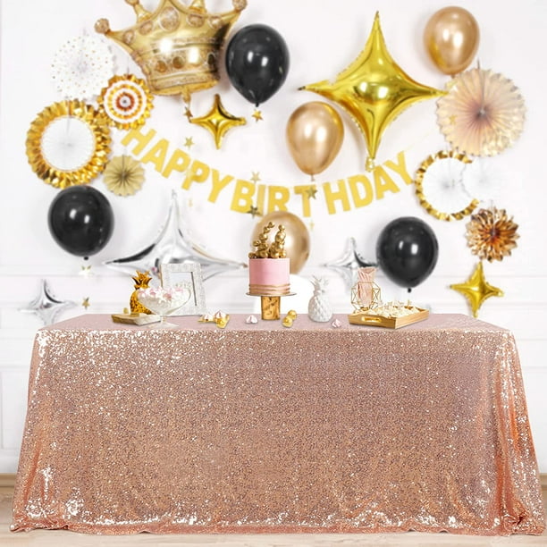 Mantel para fiesta de cumpleaños, mantel de papel de aluminio con radio de  oro rosa, artículos de decoración para bodas y cumpleaños, mantel para  decoración de fiestas JAMW Sencillez