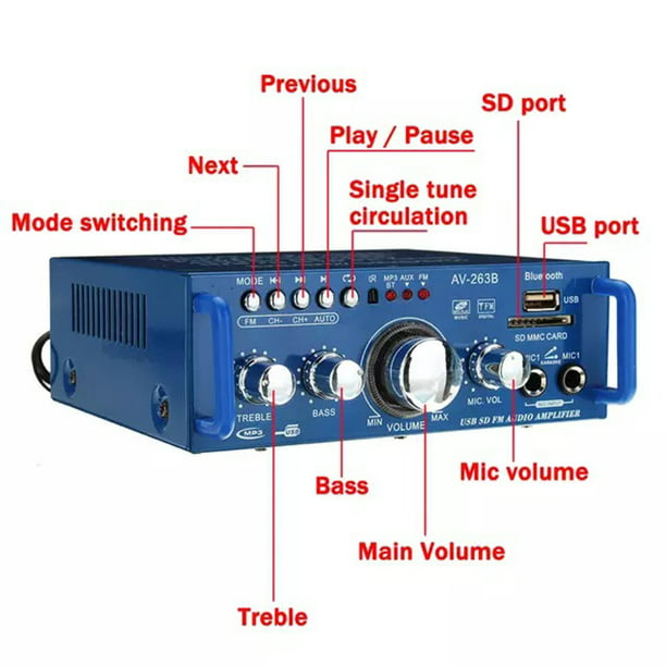 Mini sistema de r de potencia de audio Bluetooth digital de 600W 12V 110V,  altavoz de subwoofer Baoblaze Amplificador de potencia digital