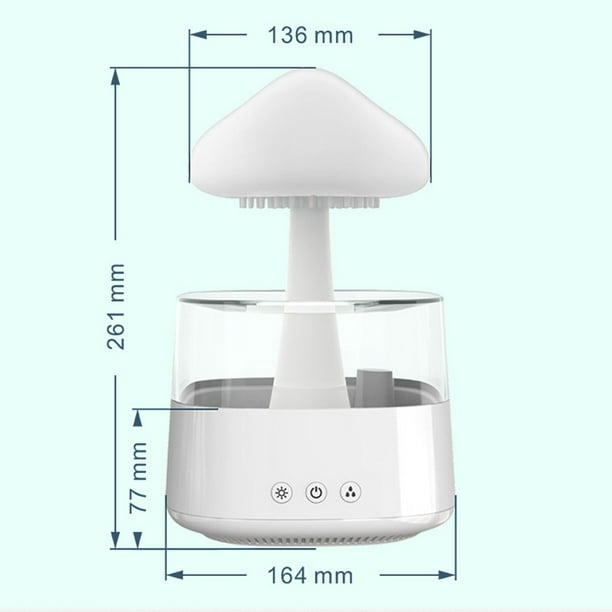 Humidificador de aire de lluvia de hongos, difusor de fragancia de luz  nocturna colorida (blanco) Likrtyny Libre de BPA