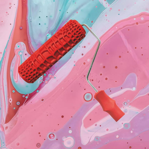 Cepillo de rodillo de ilustración con pintura roja