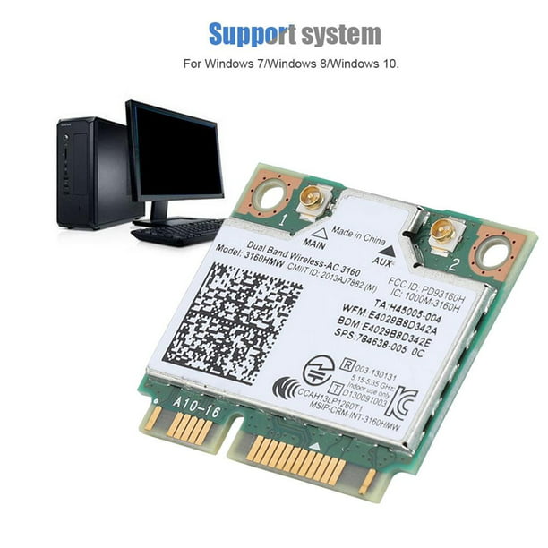 Para Intel 3160Hmw Wireless Wi-Fi Card Mini Pcie Bluetooth 4.0 Tarjeta De  Red De Doble Banda Inevent EL007388-00