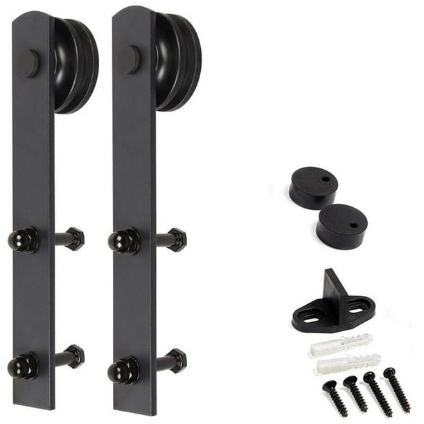 Kit de puerta corrediza resistente y resistente, kit de accesorios para  puerta corrediza de granero de doble puerta, kit de accesorios para puerta