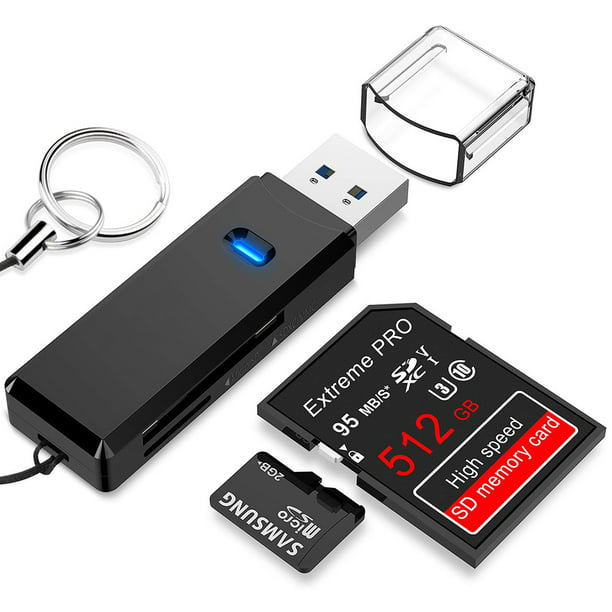 Lector de tarjetas USB 3.0, lector de tarjetas SD / Micro SD de
