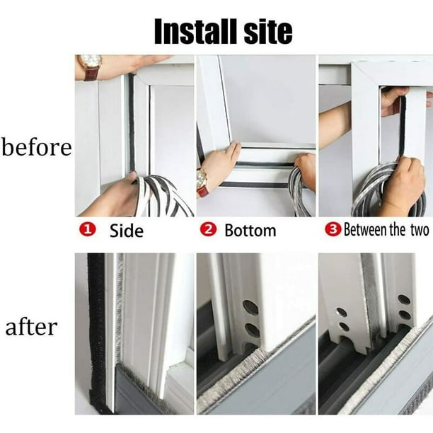 Sello de cepillo de aluminio para puerta corredera y ventana, tira  impermeable a prueba de polvo