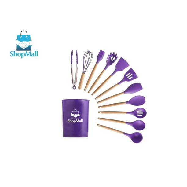 Juego Utensilios De Cocina De Silicona 12 Pzs Shop Mall Color Violeta