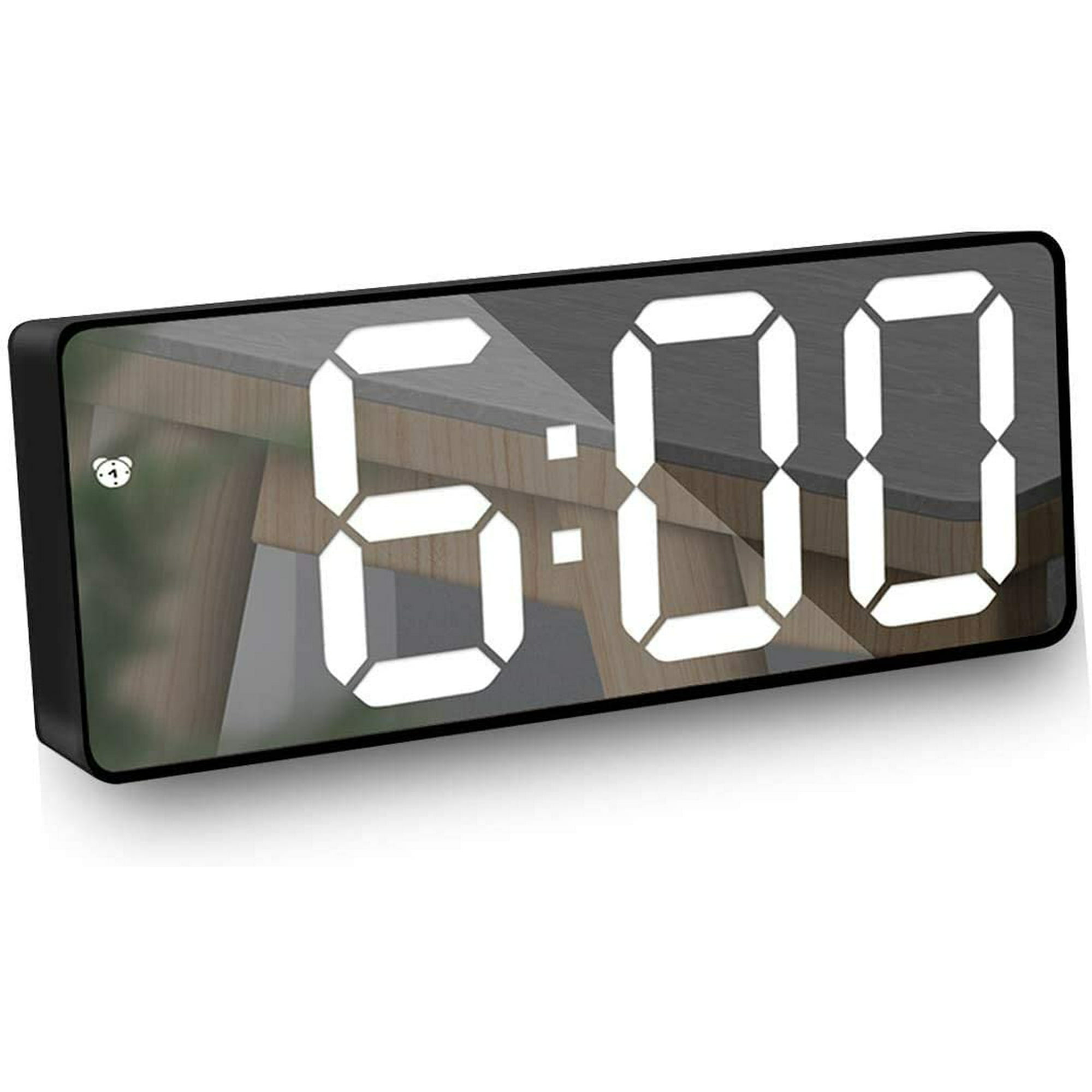 Comprar Reloj despertador LED digital con espejo, calendario de temperatura  y fecha, repetición, brillo ajustable, control por voz, modo nocturno