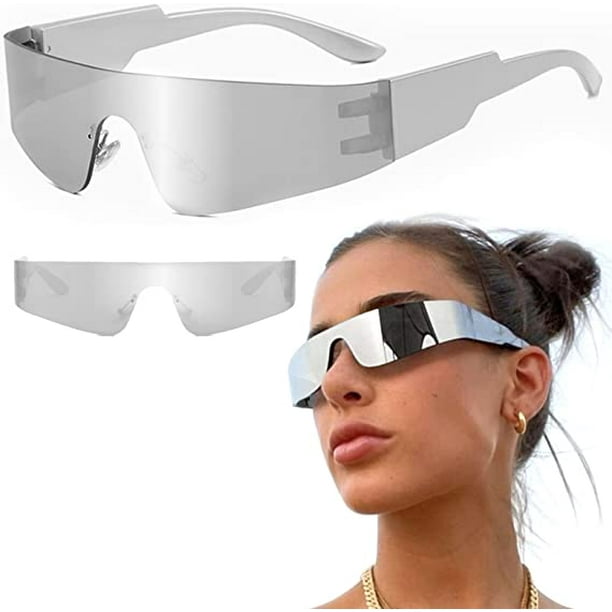 Gafas futuristas Gafas de sol futuristas plateadas Alien Cyclops Gafas de  sol futuristas Gafas de sol adecuadas para Halloween, gafas de accesorios  para disfraces de cosplay JM MX-0135481FYD