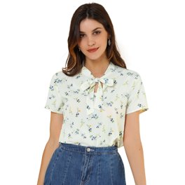 Camisas de oficina para mujer, camisa elegante con cuello de lazo en  contraste, blusas de trabajo de manga larga con botones Blanco L Allegra K  Blusa