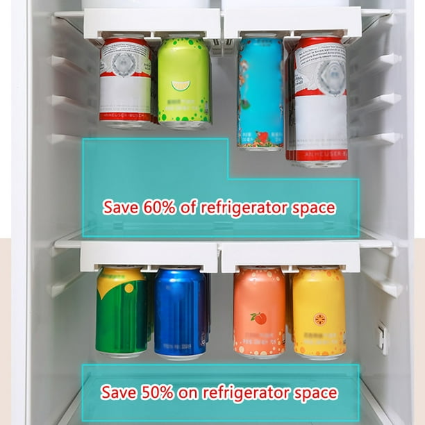  Xicennego Organizador de almacenamiento de latas de soda de  doble capa mejorado, dispensador de latas de soda para refrigerador,  soporte de bebidas para refrigerador, estante de almacenamiento de : Hogar y