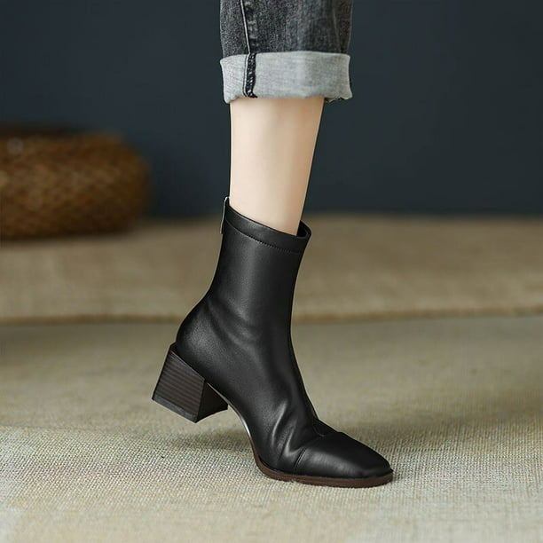 2022 otoño e invierno nuevas botas de tacón alto botas de moda de tacón grueso para mujer bot Gao Jinjia LED | Walmart en línea