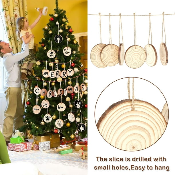  Coadura Rodajas de madera natural sin acabar, 30 discos  redondos de madera de 3.5 a 4 pulgadas para manualidades, adornos de madera  de Navidad, centros de mesa de boda, manualidades, posavasos