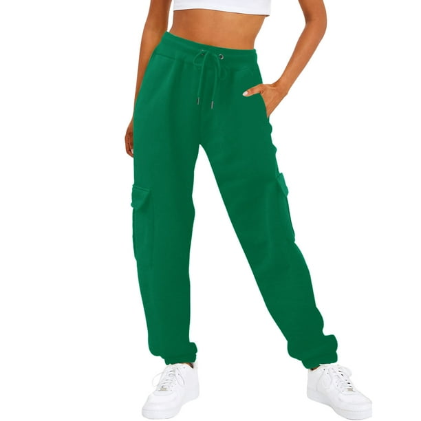 Gibobby Pantalones para mujer Pantalones de mujer diarios para el al libre  con cintura elástica y bolsillos laterales, pantalones de entrenamiento  informales(Verde,M)