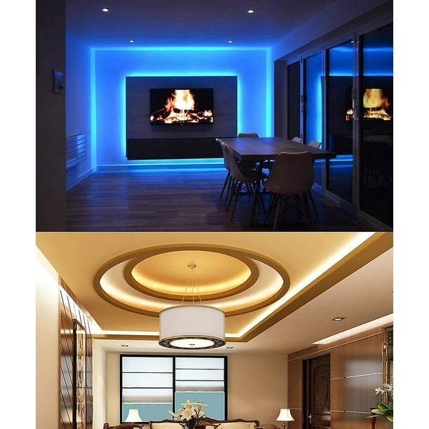 Tira de luces LED, kit de tira de luz RGB que cambia de color de 16.4 pies  con control remoto y caja de control para habitación, dormitorio, TV
