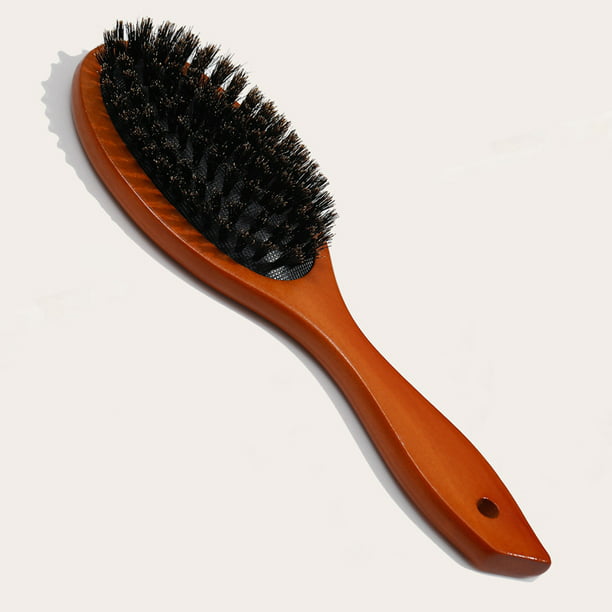Cepillo de pelo de cerdas de jabalí natural, peine de masaje antiestático  para el cuero cabelludo, cepillo de pelo de madera ovalado, mango de madera