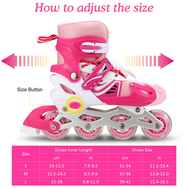 Patines de ruedas para niños, zapatos de patinaje en línea ajustables,  patines de ruedas para exteri yeacher L