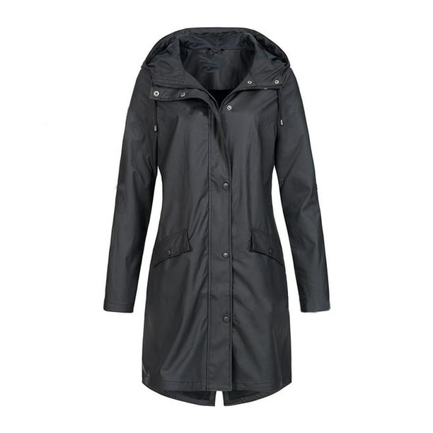 Abrigo térmico con capucha para mujer, chaqueta con capucha, traje de  gabardina, abrigo impermeable para mujer, abrigos de lluvia de manga larga  2024