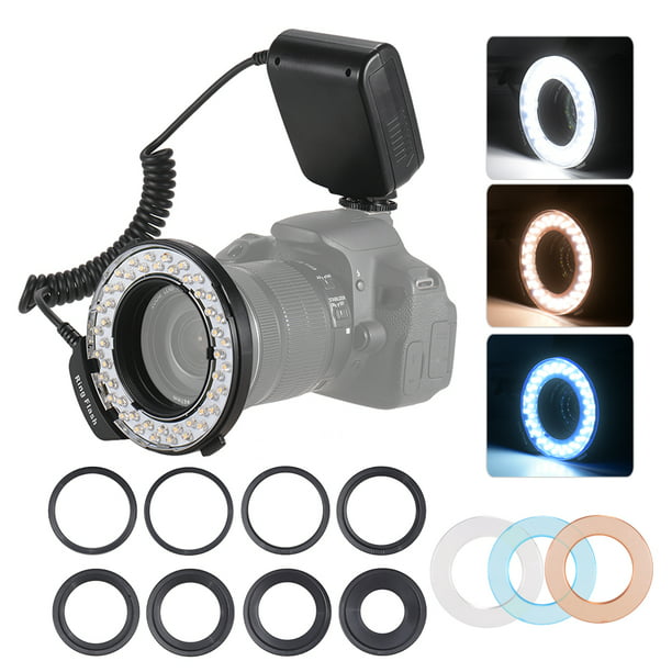 Flash de la cámara Irfora HD-130 Macro LED Ring Flash Light Pantalla LCD  3000-15000K GN15 Control de Irfora Flash de la cámara
