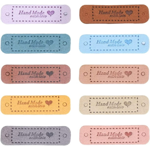 120 etiquetas para coser personalizadas, etiquetas para coser en la ropa,  etiquetas hechas a mano con patrón de corazón entrelazado, etiquetas para