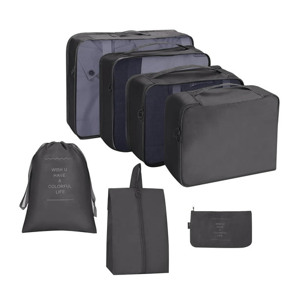 7 bolsas organizadoras para equipaje impermeables, Negro),  VAYEEBO7packing015