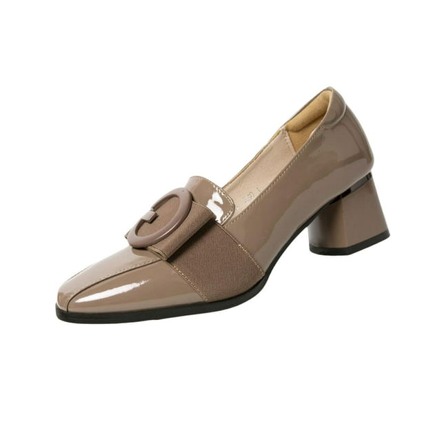 XYD Zapatos de vestir cómodos de tacón bajo para mujer de oficina, zapatos  clásicos de punta cerrada, sin cordones, zapatos de vestir básicos para