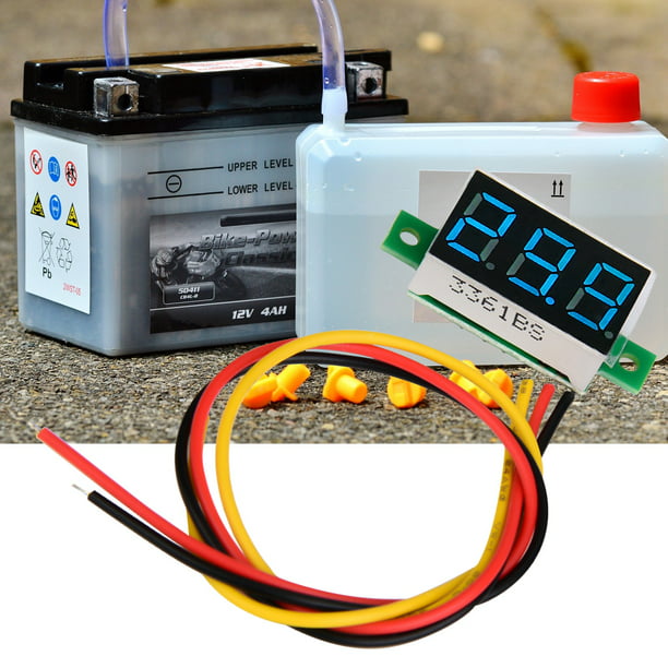 Voltímetro digital de 12 V CC para automóvil, pantalla LED, voltímetro de  energía, voltímetro de energía, medidor de voltios, impermeable, para