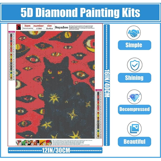 JM Kit de pintura de diamantes para gatos, kit de arte de diamantes 5D para  adultos y niños, kit completo de pintura de diamantes para principiantes,  arte y artesanía con puntos de