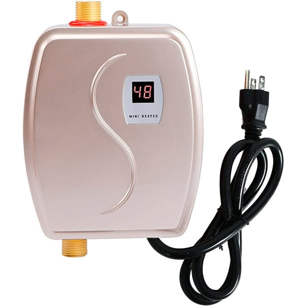 Calentador de agua caliente, 110 V 3000 W Mini eléctrico sin tanque  instantáneo calentador de agua caliente para baño, cocina (enchufe de EE.  UU.)