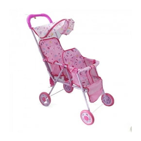 Carriola para Muñeca Accesorio The Baby Shop HP1090389 Doble de Metal Plegable Rosa -